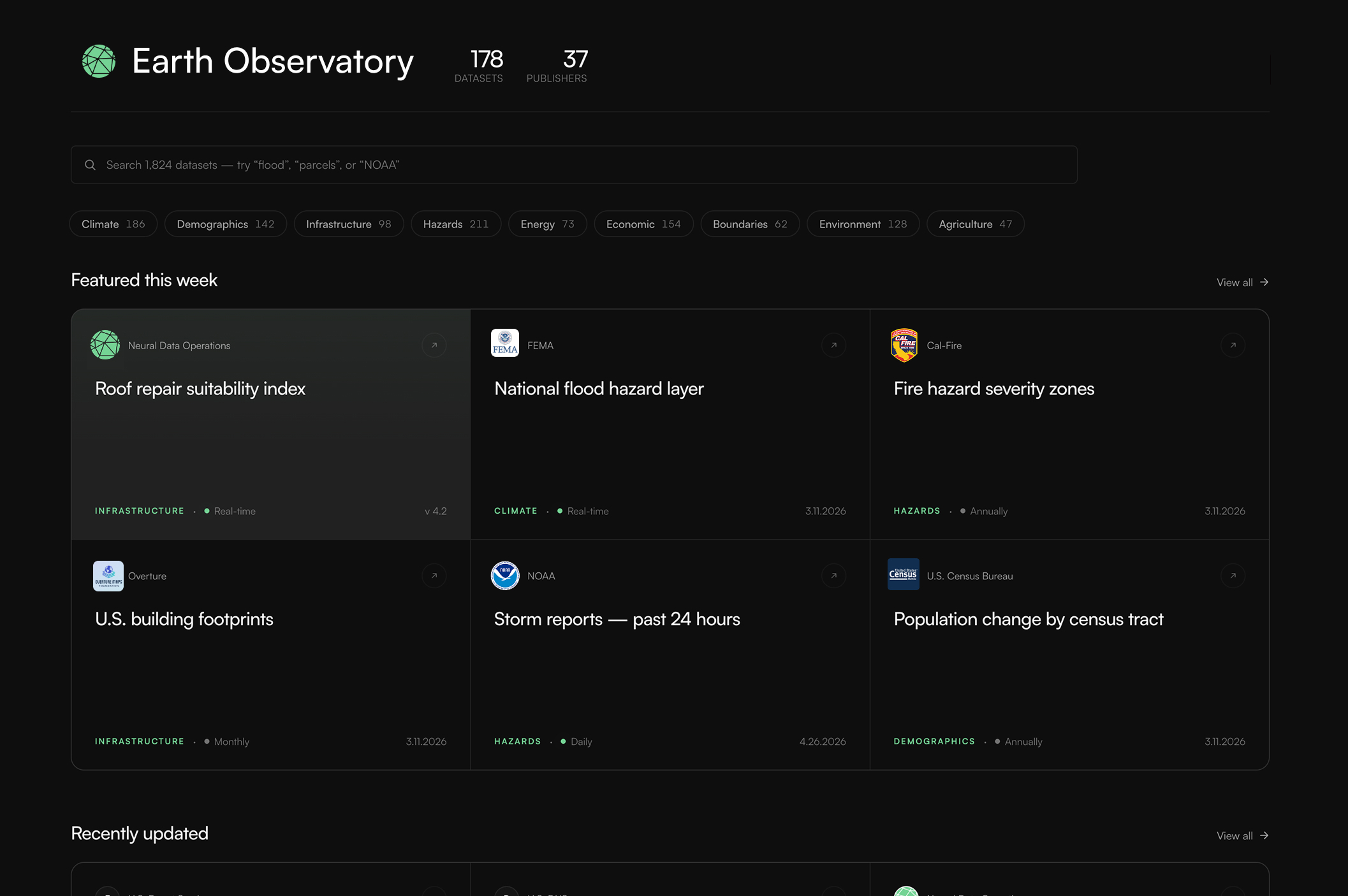 Earth Observatory interface